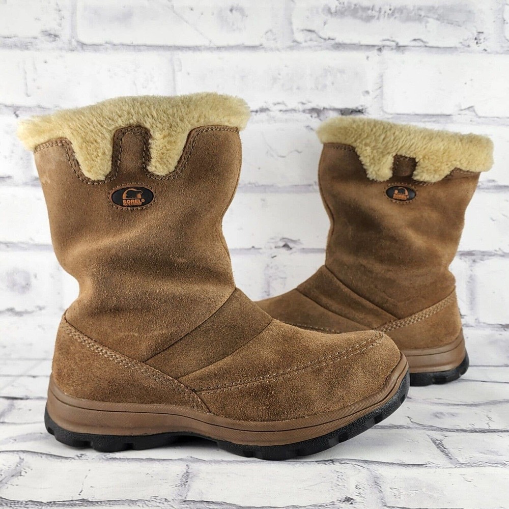 Sorel Icefall Snow Boots Women's Size 5 Brown Leather Waterproof Winter Booties